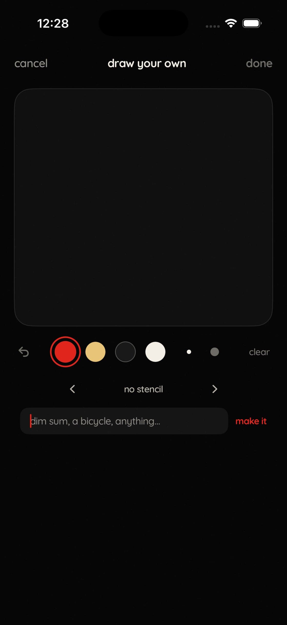 Ask for any stencil by name. It's generated on the phone — nothing about your gift leaves it.