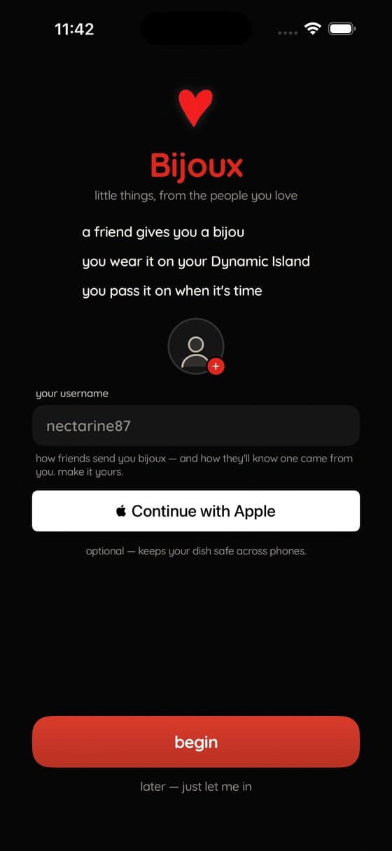 Three lines and one username. The whole idea in the shape it will actually take.