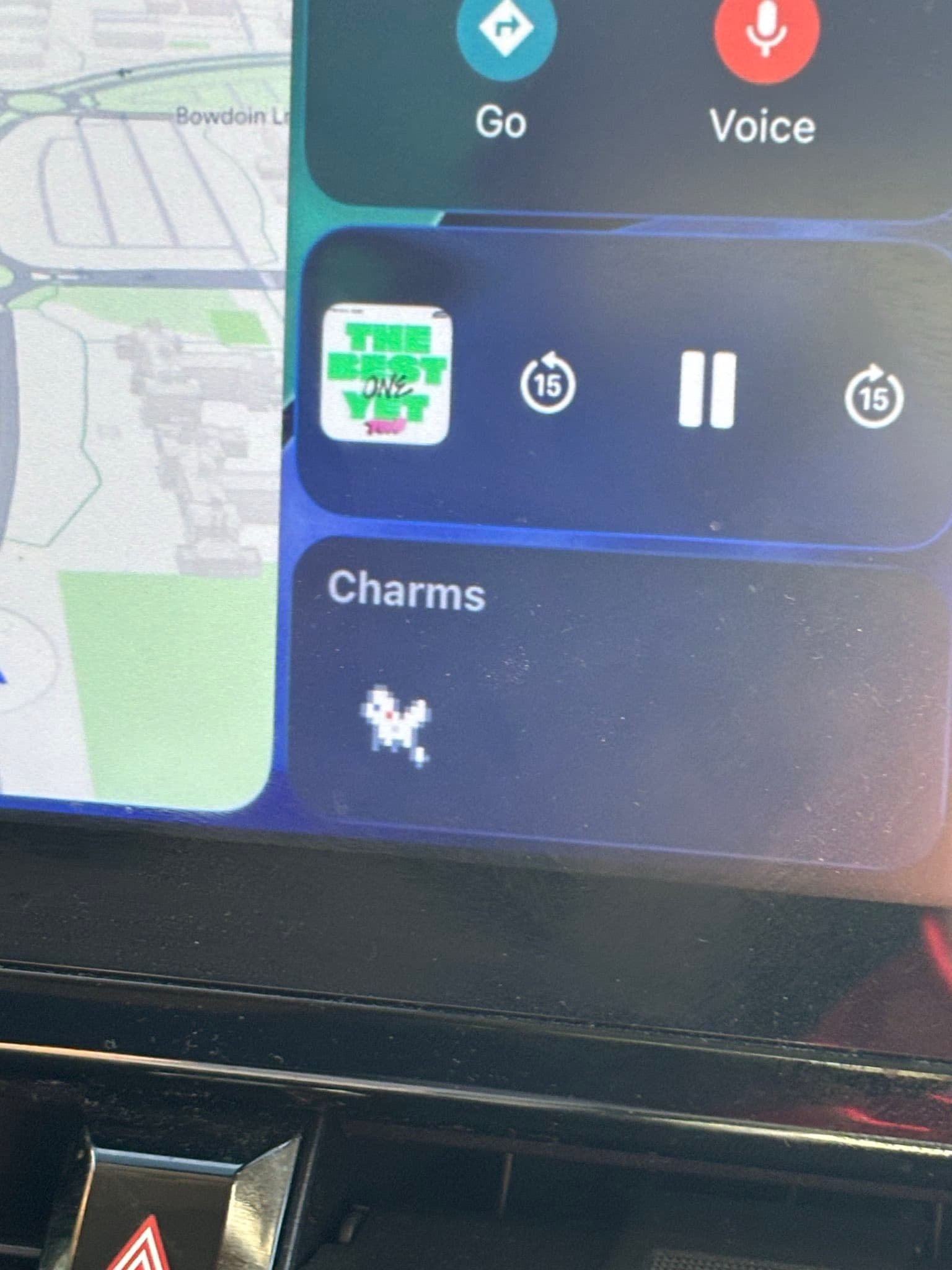 A Charm shown on a car dashboard