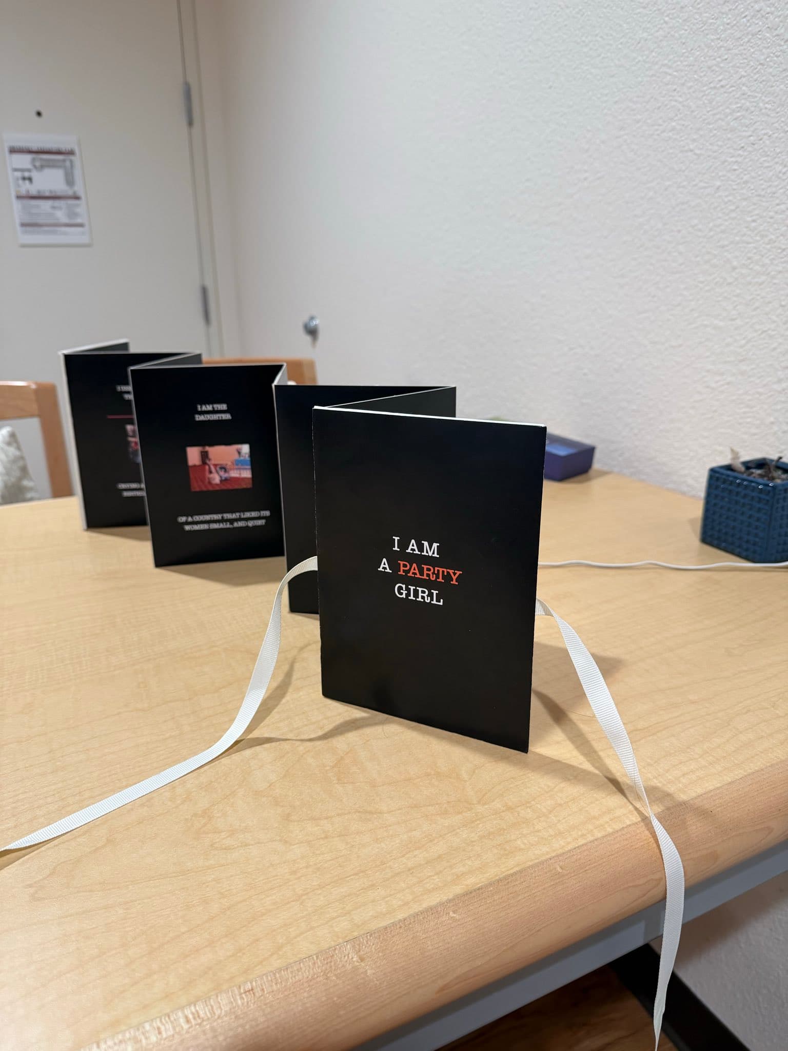 The physical accordion book opened across its panels